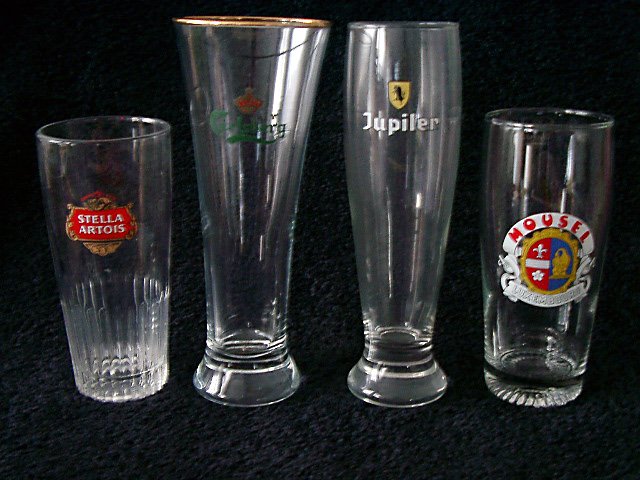 Set of 4 Assorted Pilsener Beer Glasses