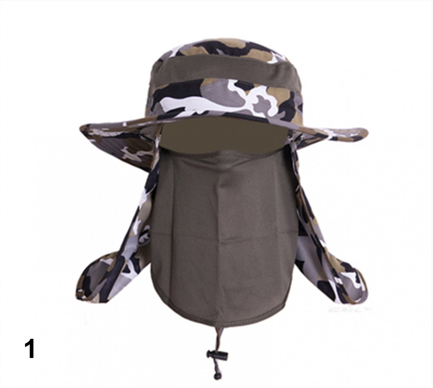 Hiking fishing Sun cover 360 flap UV military boonie hat removable mask camo cap