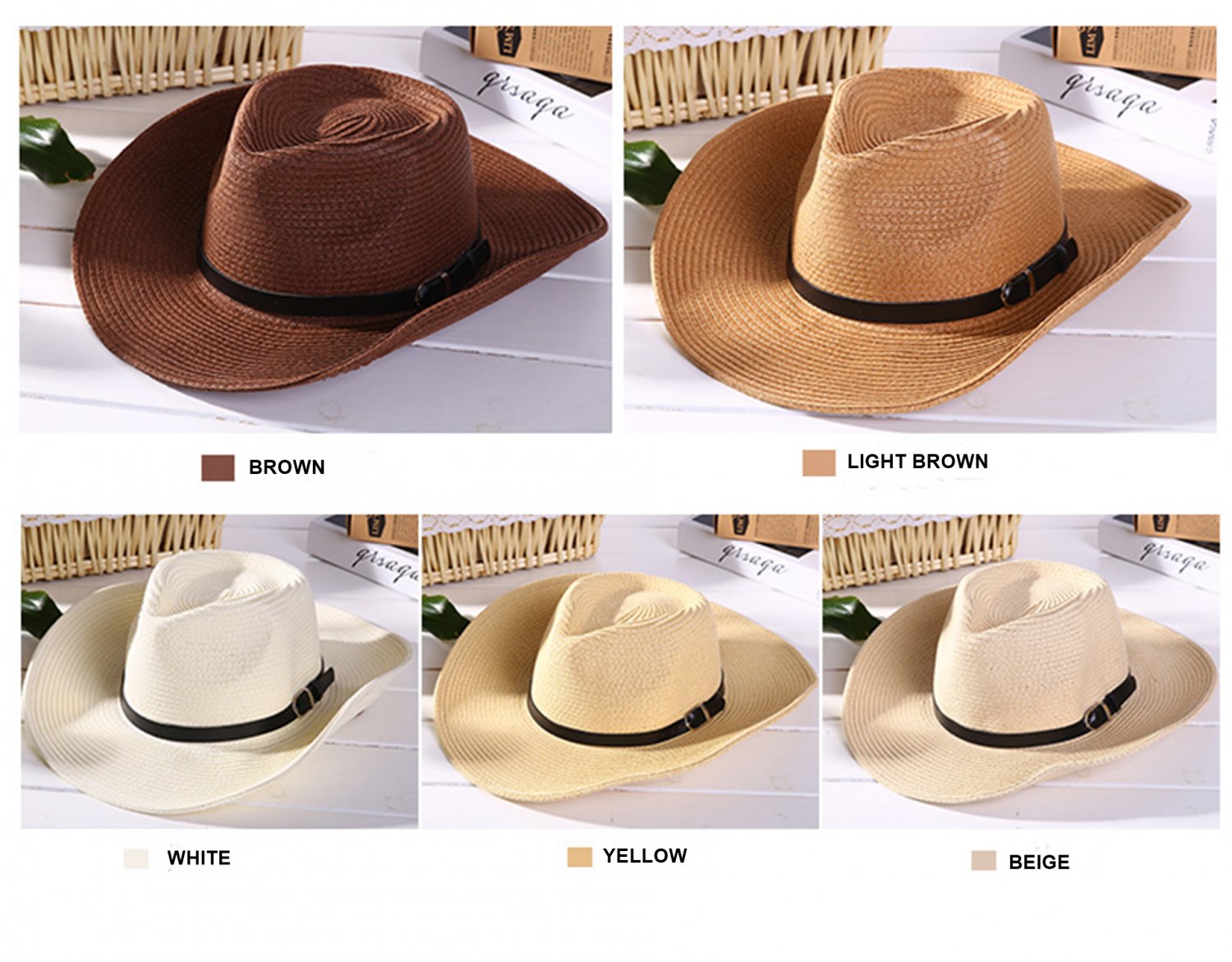 Mens summer beach COWBOY STRAW hat shapeable Panama Sun Western cap Raffia Rodeo