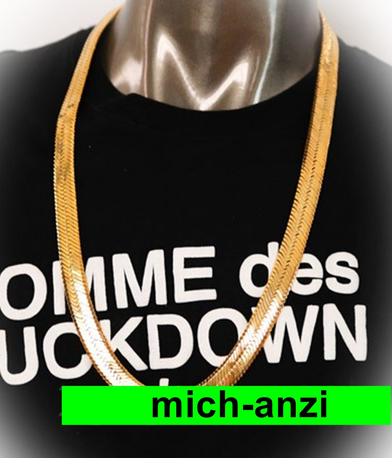 JayZ Rocky hip hop Herringbone cuban chain 14mm width gold plated 30" MENS necklace