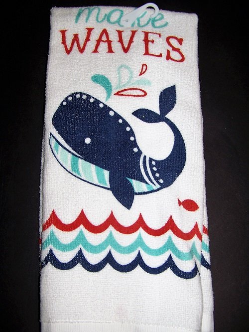 Ritz Kitchen Towel Whale "Don't make waves" 16 in x 26 in Cotton
