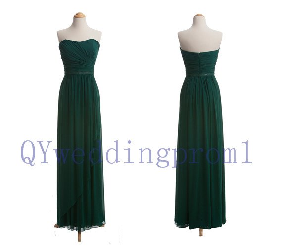 2015 New long chiffon evening dress, simple chiffon PROM dress, cheap bridesmaid dresses