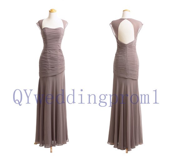 2015 New Leak back evening dress, simple long chiffon PROM dress, cheap bridesmaid dresses