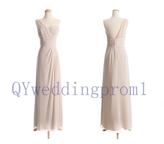 2015 One shoulder evening prom dress, simple chiffon PROM dress, cheap bridesmaid dresses