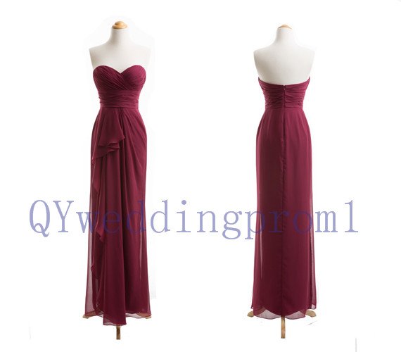 2015 New long evening prom dress, simple chiffon PROM dress, bridesmaid dresses,custom size color
