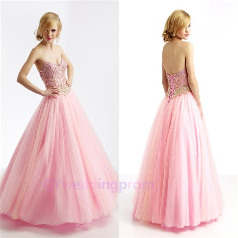 New A Line Off Shoulder Empire Lace Up Back Floor Length New Arrival Pink Prom Dress