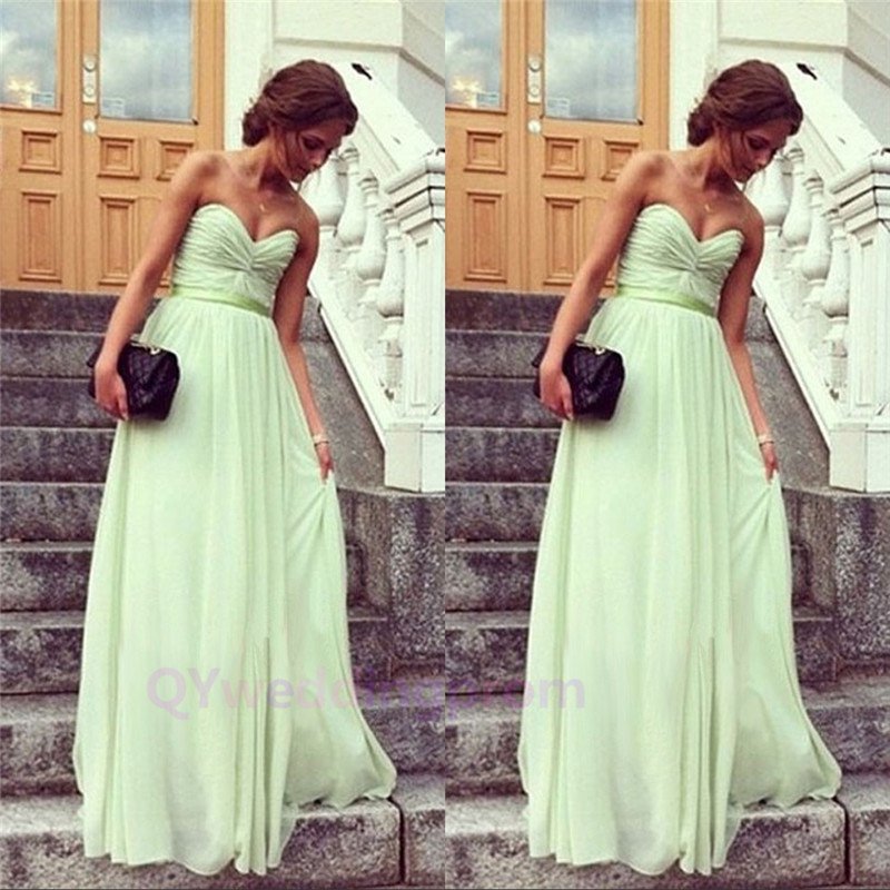 Elegant Design Sweetheart Empire Straight Chiffon floor length Evening Mint Prom Dress