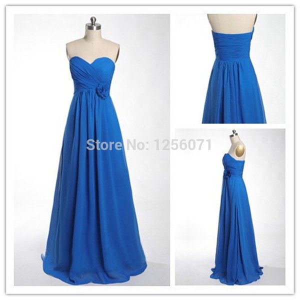 2015 New women Strapless cheap blue chiffon PROM dress bridesmaid dresses custom size color