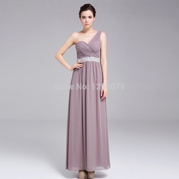 2015 New women chiffon One shoulder bridesmaids dress long evening dress custom size color