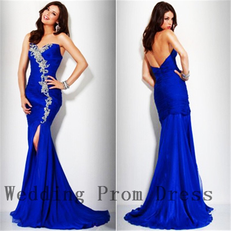 2015 Evening Dresses Sweetheart Sleeveless Applique Floor Chiffon Zipper Wedding Party Gowns