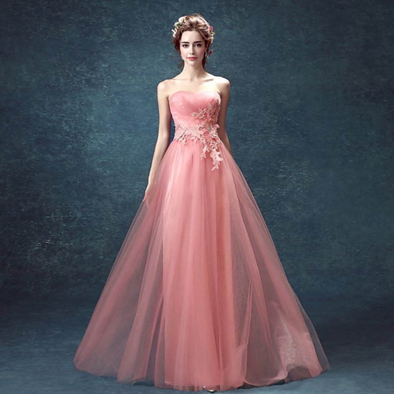 Pink Tulle Sexy Evening Dress Sweetheart floor length long evening Dresses