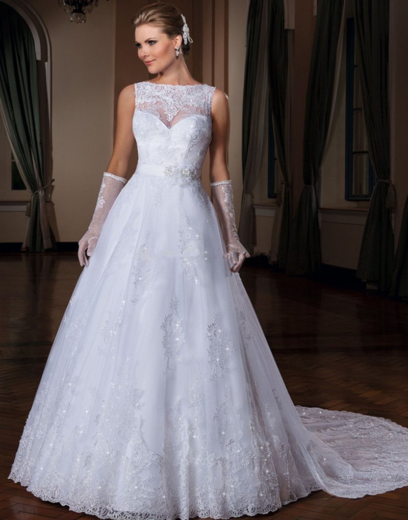 Plus Size Lace Wedding Dress Romantic White Sleeveless Sexy Wedding Dress A-Line dress