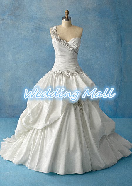 Real Photo New Brand Dress Designer One Shoulder Sweetheart Long Appliques Bridal Wedding Dress