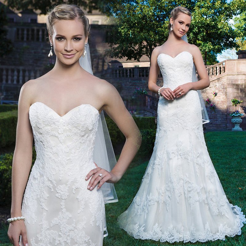 New Appliques Romantic White Ivory Sexy Long Wedding Dress A-Line Backless Lace Wedding Dress
