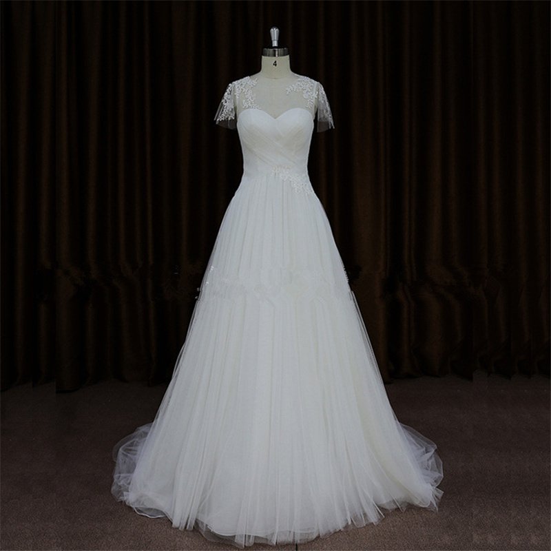 Custom Size Long Wedding Dresses White Backless Tulle A-Line Fashion Wedding Dress