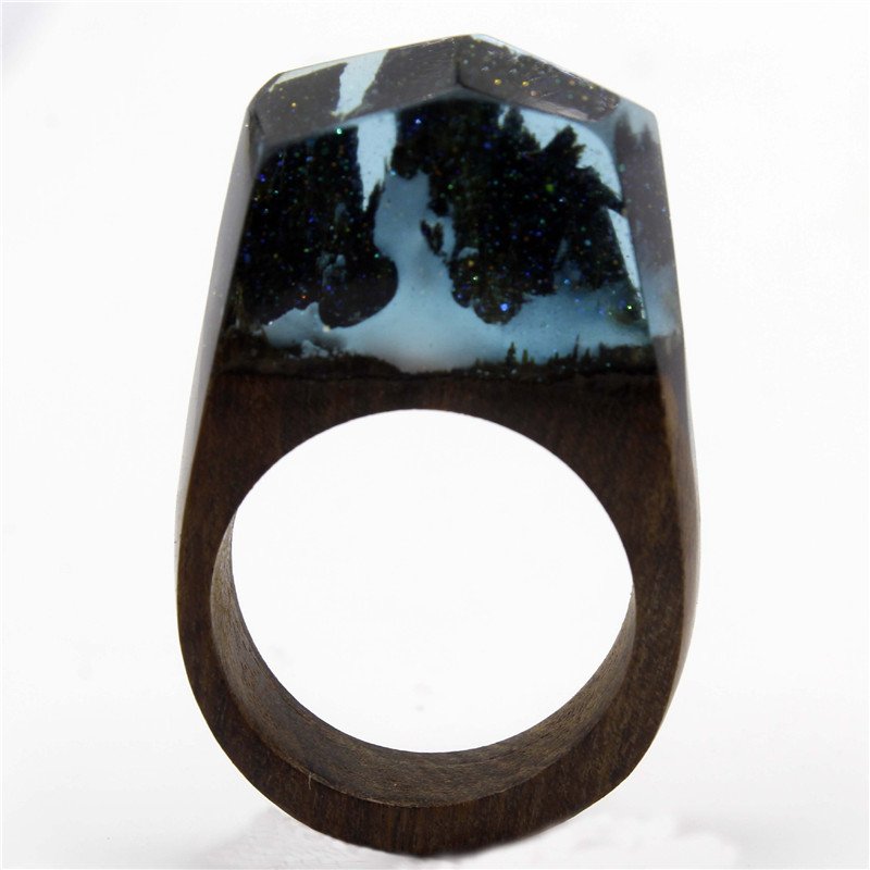 Sparkle Mountain Wood Resin Ring Women's Sizes 6-9 Endless August