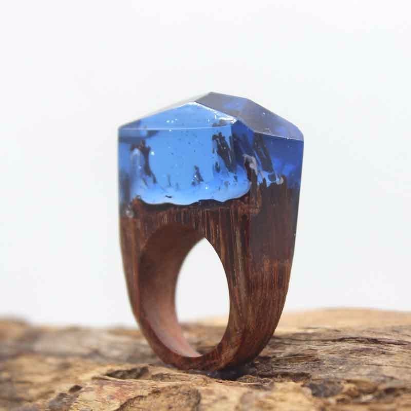 Snow Cap Mountains Wood Resin Ring Women's Sizes 6-9- Endless August