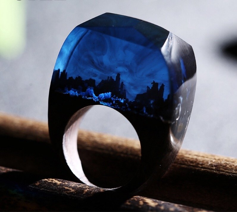 Secret World Wood Resin Ring Women's Sizes 6-9- Endless August