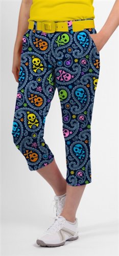 Loudmouth golf women capri pants SIZE 2 JOLLY ROGER 3182