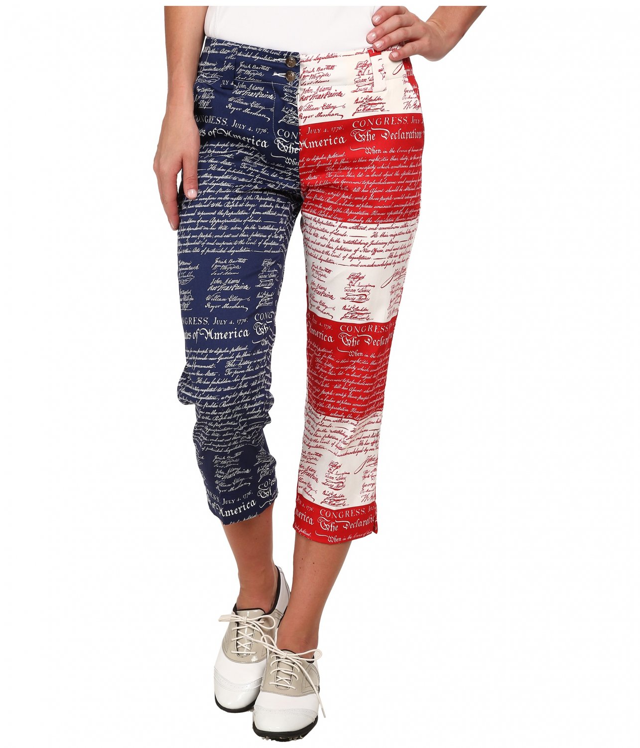 Loudmouth golf women capri pants Size 6 DECLARATION OF INDEPENDEPANTS 3045