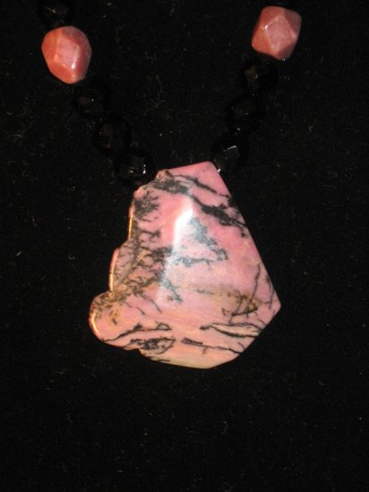 Rhodonite Tumble with Black Swarvoski Set