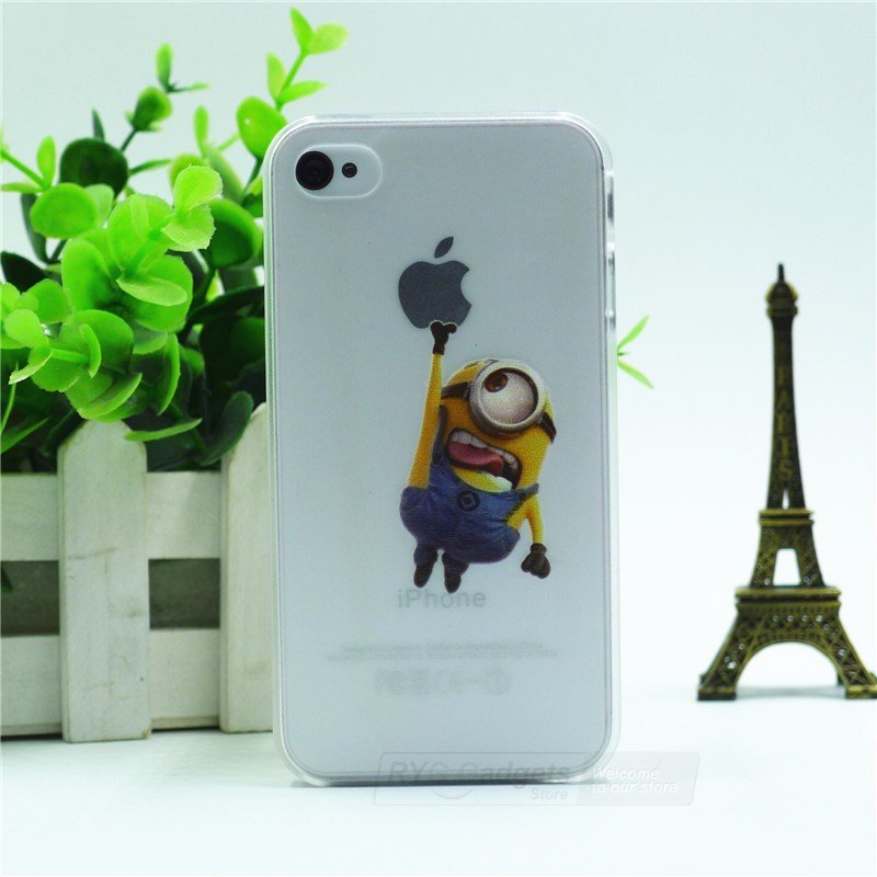Case For Apple iPhone 5 5S case Transparent Hand simpsons minions eating homer skin