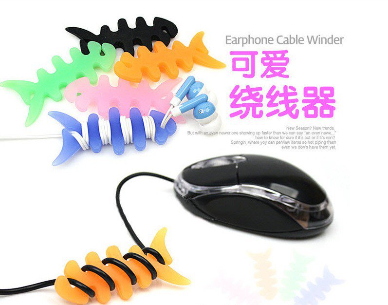 10Pcs Silicone Rubber Fish Bone Earphone Cable Winder For Apple iPhone 6 Plus Cable For iPhone 6