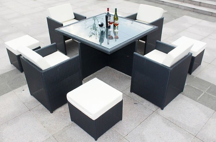 9 Piece Wicker / Rattan Table Set Outdoor Patio Furniture Dining Set