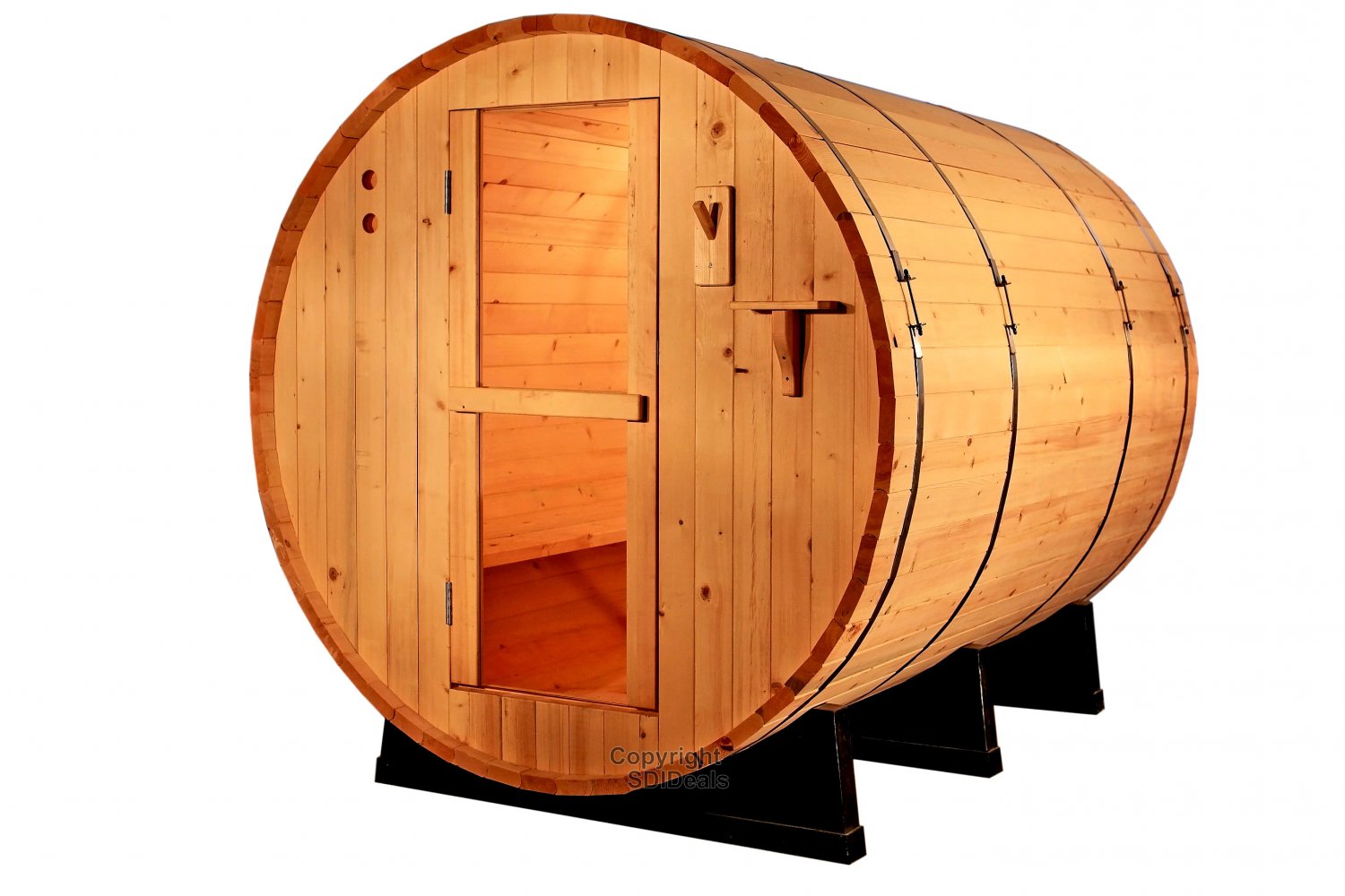 8' Ft Canadian Red Cedar Barrel Sauna WET / DRY SPA 6 Person Size - Outdoor