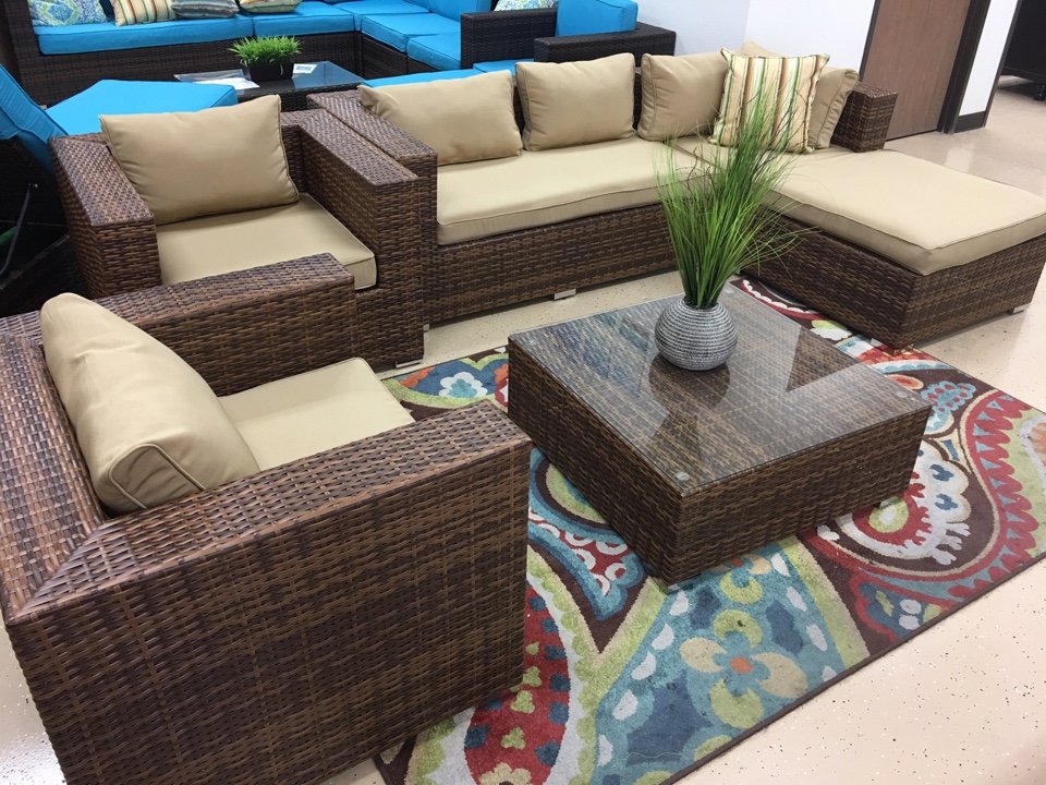 Baja Deluxe Wicker Rattan 5 Piece Outdoor Patio Furniture Set