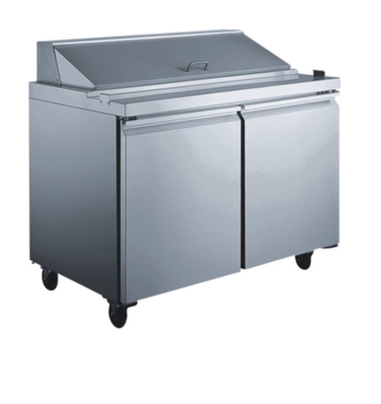 SCLM2 60" 2 Door Stainless Steel Salad Prep Table Refrigerator Mega Top