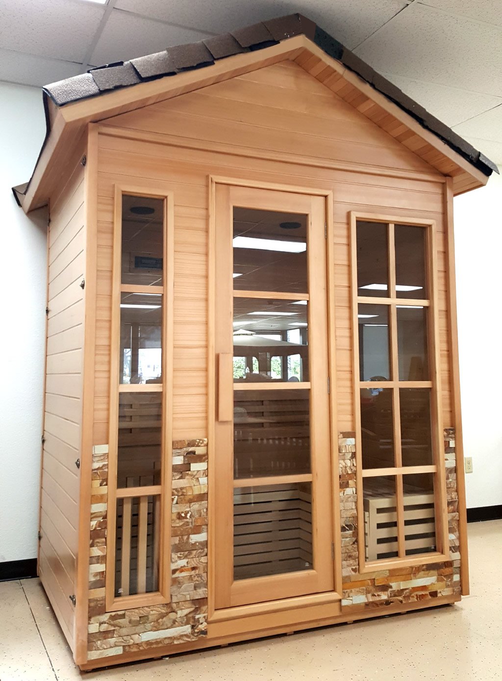 Outdoor Sauna Canadian Hemlock Wet / Dry Swedish Sauna Deluxe SPA