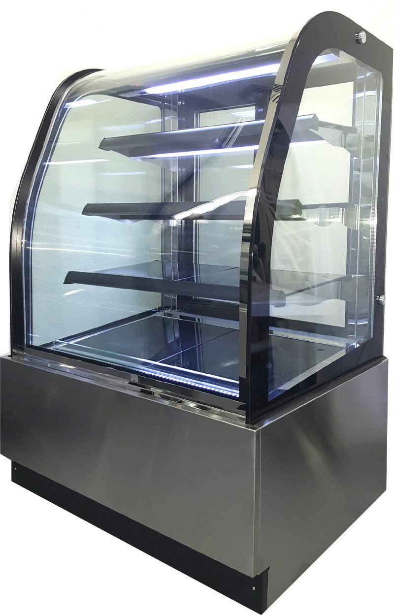 Curved Glass 36" Refrigerated Cake Display Cooler Cold Bakery Pastry Case