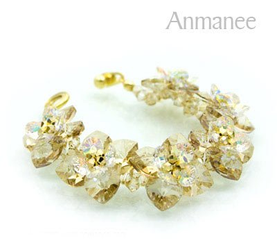Handcrafted Swarovski Crystal Bracelet - Golden Brown Pikul 010253