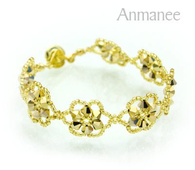 Handcrafted Swarovski Crystal Bracelet - Gold Pellet Queen 010248