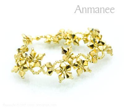 Handcrafted Swarovski Crystal Bracelet - Gold Crawling Star 010211