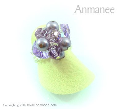 Handcrafted Swarovski Crystal Ring - Bloom Crystal and Pearl 01047