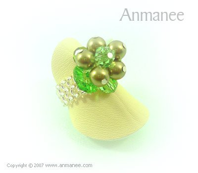 Handcrafted Swarovski Crystal Ring - Bloom Crystal and Pearl 01048