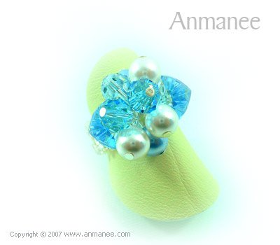 Handcrafted Swarovski Crystal Ring - Bloom Crystal and Pearl 010411