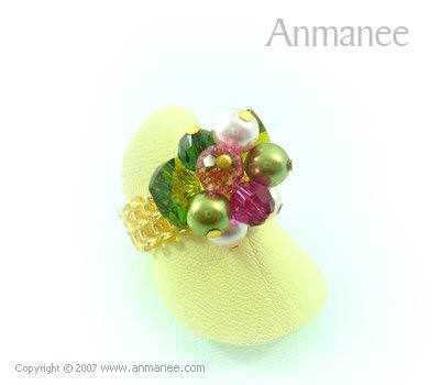 Handcrafted Swarovski Crystal Ring - Bloom Crystal and Pearl 010412