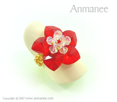 Handcrafted Swarovski Crystal Ring - Celadine Hearts 010431