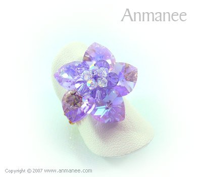 Handcrafted Swarovski Crystal Ring - Celadine Hearts 010432
