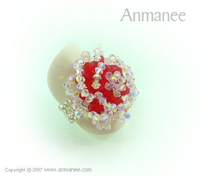 Handcrafted Swarovski Crystal Ring - Rose 010465