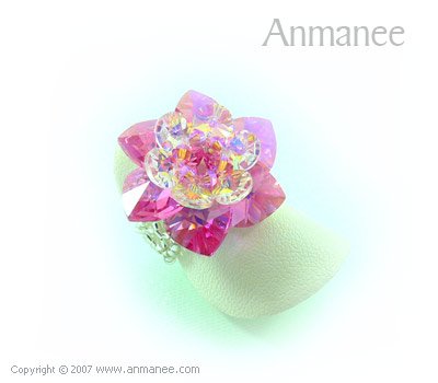 Handcrafted Swarovski Crystal Ring - Cactus 010424