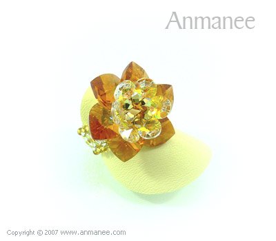 Handcrafted Swarovski Crystal Ring - Cactus 010425