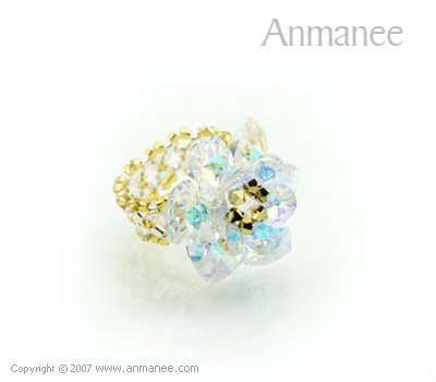 Handcrafted Swarovski Crystal Ring - Cactus 010426