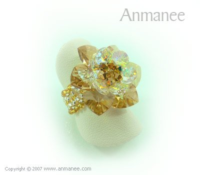 Handcrafted Swarovski Crystal Ring - Cactus 010427