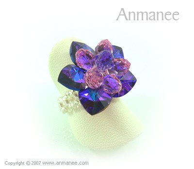 Handcrafted Swarovski Crystal Ring Bloom 01041