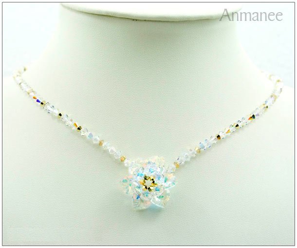 Handcrafted Swarovski Crystal Necklace - Cactus Pendant 01016