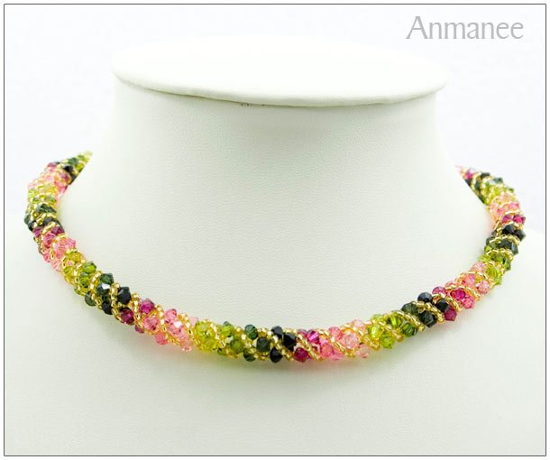 Handcrafted Swarovski Crystal Necklace - Twist-S 010114